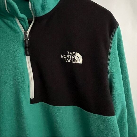 Women's The North Face Turquoise & Black Fleece 1/4 Zip Pullover Jacket - Picture 4 of 8